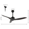 Aldrin 50" Modern Iron/Plastic App6-Speed Razor Ceiling Fan, Dark Brown Wood