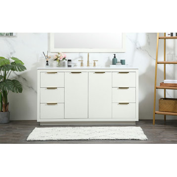 60" Single Bathroom Vanity, White, Vf19460Wh