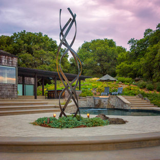 Eklektischer Garten mit Wasserspiel in San Francisco