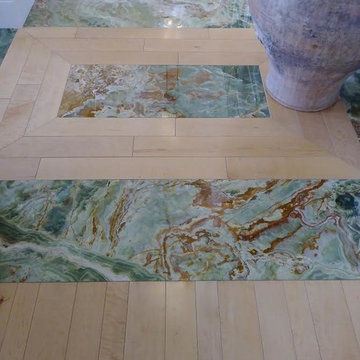 Custom Hardwood with Stone Detail