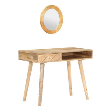 vidaXL Solid Mango Wood Dressing Table Cosmetic Mirror Makeup Desk Wooden