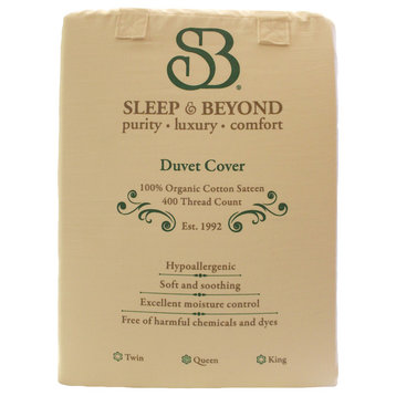 Sleep & Beyond Organic Cotton Duvet Cover, Ivory, Twin 66"x86"