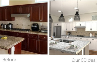 kitchen cabinet 3D visualization before after