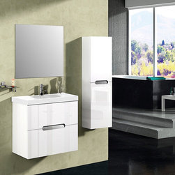 Abella 24 inch Modern White Finish Bathroom Vanity with Mirror - Bathroom Vanities And Sink Consoles