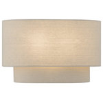 Livex Lighting - Bellingham 2-Light Antique Gold Leaf ADA Sconce - The Gladstone sconce is both modern and versatile. The hand-crafted ash gray colored fabric hardback shade sets a pleasant mood. The two-light double shade adds character to this handsomely styled ADA wall light. This sleek design is shown in an antique gold leaf finish.