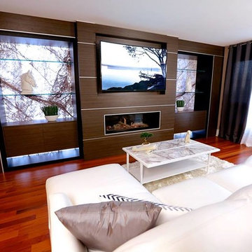 Custom Entertainment Unit - Marble back lit LED panels