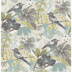 Brewster Summer Love Peel and Stick Wallpaper Gray