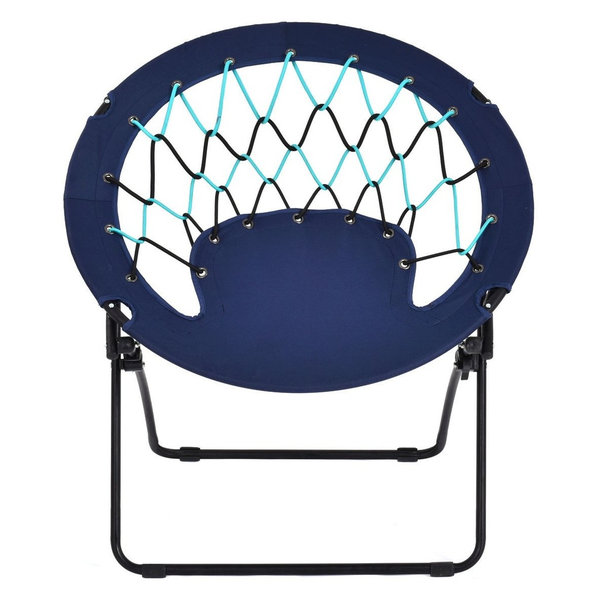 Outdoor Camping Folding Round Bungee Chair, Blue