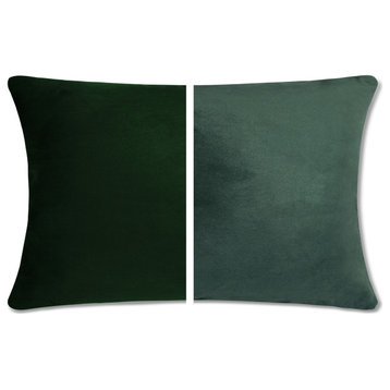 Reversible Cover Throw Pillow, 2 Piece, Ramona Green, 12x20, Microbead