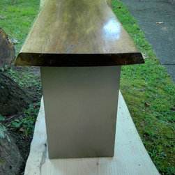 Live Edge Natural Slab - Walnut Bench with Bronzed Base - Furniture