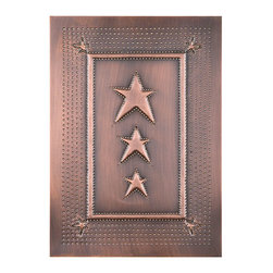 USA Handcrafted - Four Handcrafted Punched Tin Cabinet Panels Three Star Embossed Pattern - Kitchen Cabinetry