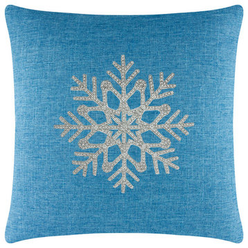 Sparkles Home Rhinestone Snowflake Pillow - 20x20" - Aqua