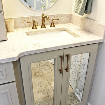 Master Bath Remodel with Soaker Tub, Custom Tiled Shower and Warm Gray Vanity