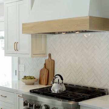 PEACHTREE CORNERS - White kitchen with Green island