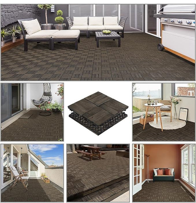 Patio Tiles Solid Wood Deck Interlocking Patio Deck Tiles Wood Outdoor ...
