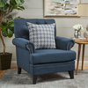 GDF Studio Arielle Plush Tufted Back Fabric Club Armchair, Navy Blue