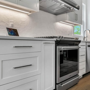 Sleek white & black  transitional kitchen