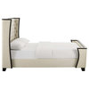 Galia Queen Upholstered Linen Fabric Platform Bed, Beige
