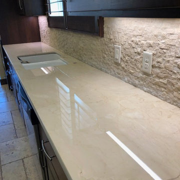 The polished marble now with TuffSkin Surface Protection applied.