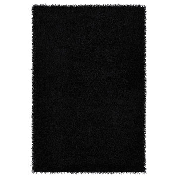Kaleen Curtsi Cur01-02 Solid Color , Shag Rug, Black, 3'6"x5'6"