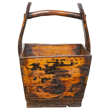 Weathered Wooden Asian Basket