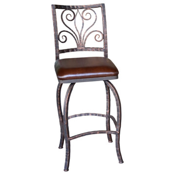Alexander 30" Barstool With Brown Leather Seat