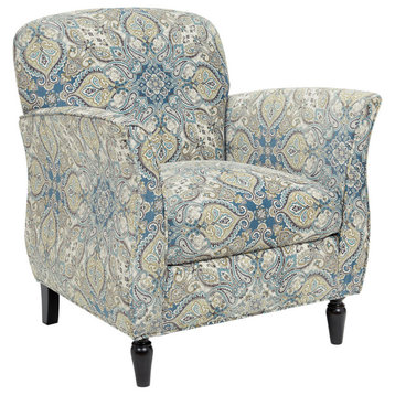 Madison Park Eclectic Paisley Flared Accent Arm Chair, Paisley Blue