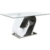 Modern White and Cappuccino Glass Top Dining Table