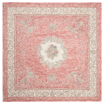 Safavieh Aubusson Collection AUB105 Rug, Red/Ivory, 6' Square