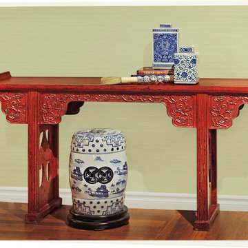 Distressed Red Console Table