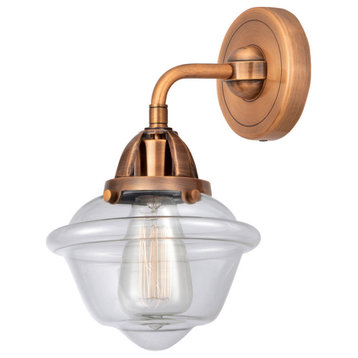 Small Oxford Sconce, Antique Copper, Clear, Clear