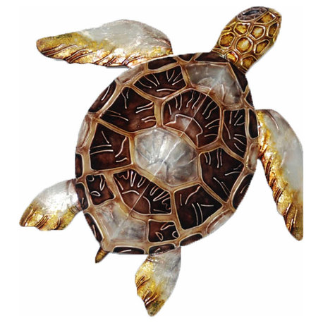 Sea Turtle Small Wall Decor Brown Checkered Shell