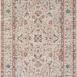 ABANI - Abani Babylon Vintage Rug, Oriental Distressed Beige/Ivory, 5'3"x7'6" - Transform your living room, bedroom or office space with a versatile rug that offers an interesting, yet refreshing motif. Centered in the middle of this traditional piece is a diamond-shaped medallion that is almost lost in translation, thanks to it's beige on beige design. Inviting to the eye and highlighting the important peaks of the medallion, is a bright blue color that stuns. Encapsulating the one of a kind medallion is a thin red border that is surrounded by a thick piece of beige motif. To top off the simple, yet luxurious look is a red border, replicating the first.