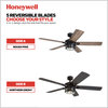 Honeywell Bonterra Ceiling Fan With Light and Remote, 52", Black