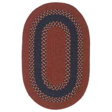 Colonial Mills Corsair Banded Oval Braided Rug, Red, 2x4