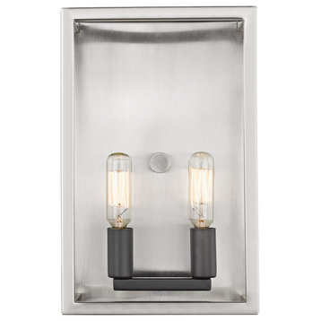 Quadra 2 Light Wall Sconce, Brushed Nickel and Black