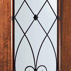 Slab Single Door 96 Wood Mahogany Charleston 3/4 Lite Wrought Iron - Front Doors