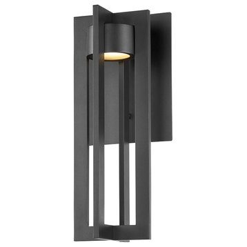 Chamber LED Outdoor Wall Sconce 3000K, Black, 16"