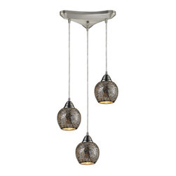 Elk Lighting - Fission 3-Light Silver Pendant, Satin Nickel - Pendant Lighting