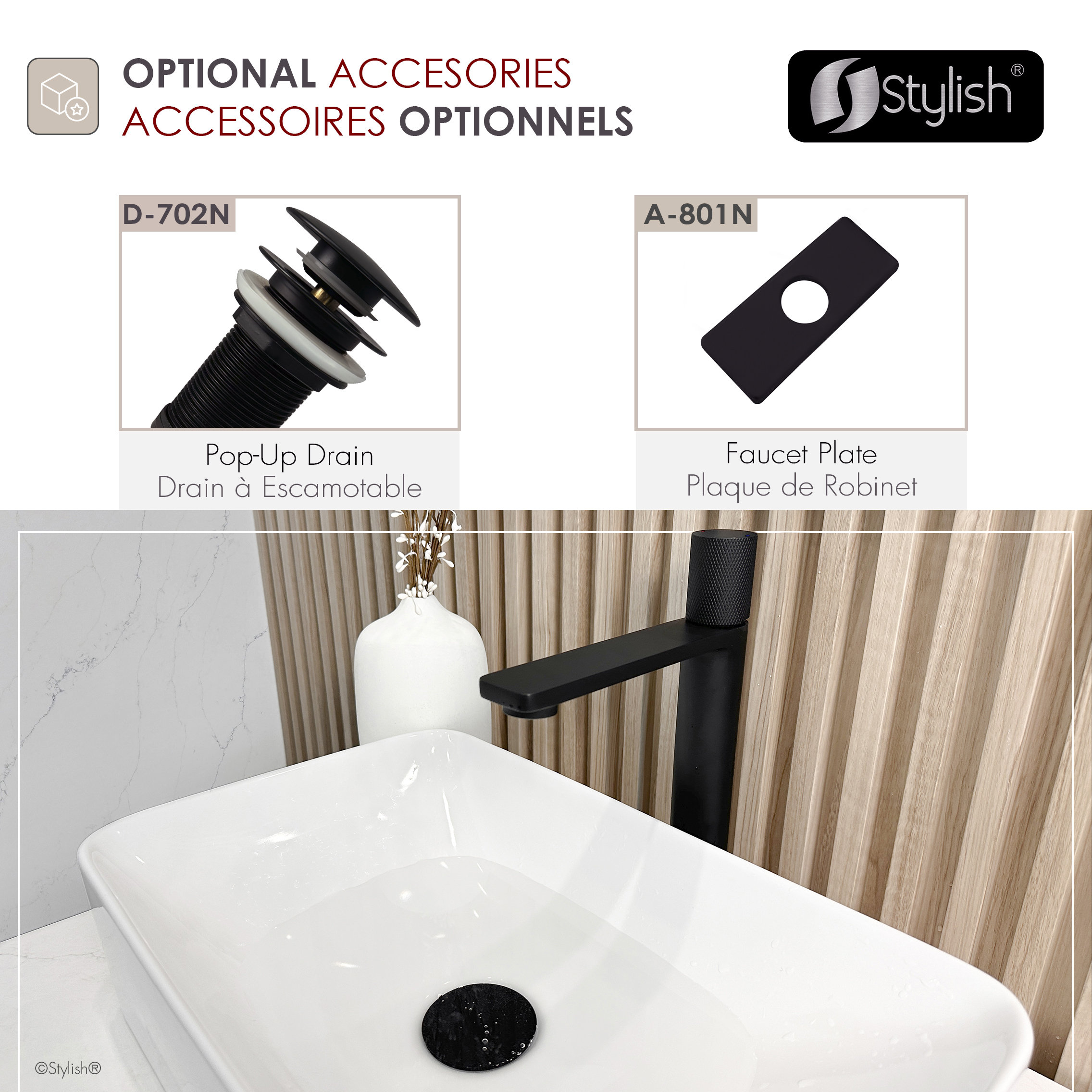 STYLISH Nessa Single Handle 12 1/2" Matte Black Vessel Bathroom Faucet