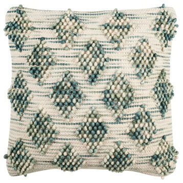 Safavieh Space Dye Pillow, 20"x20", Emerald/Ivory