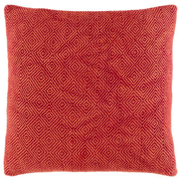 Camilla CIL-001 Pillow Cover, Red, 22"x22", Pillow Cover Only
