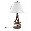 Cabell 26" Farmhouse Rustic Iron LED Table Lamp, Brown/White