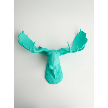 Faux Moose Head Wall Mount, Turquoise