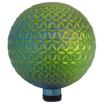 10" Green Iridescent Textured Glass Outdoor Patio Garden Gazing Ball
