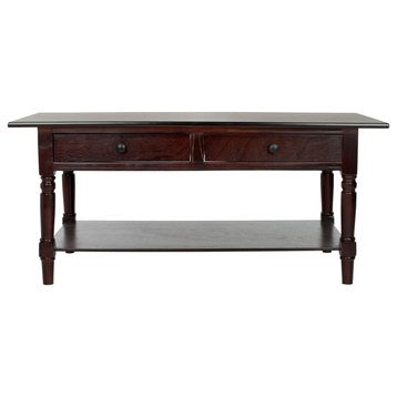 Safavieh Boris 2-Drawer Coffee Table, Dark Cherry