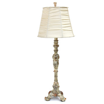 Elegant Designs Antique Style Buffet Table Lamp With Cream Ruched Shade