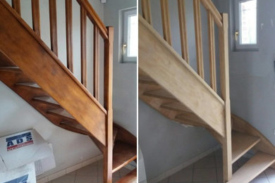 Décapage escalier bois exotique
