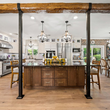 Shaker Antique White and Natural Brown Shaker Kitchen in New Jersey