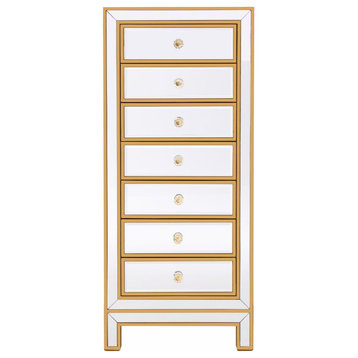 Elegant MF72047G Lingerie Chest 7 Drawers 18In. Wx15In. Dx42In. H, Gold